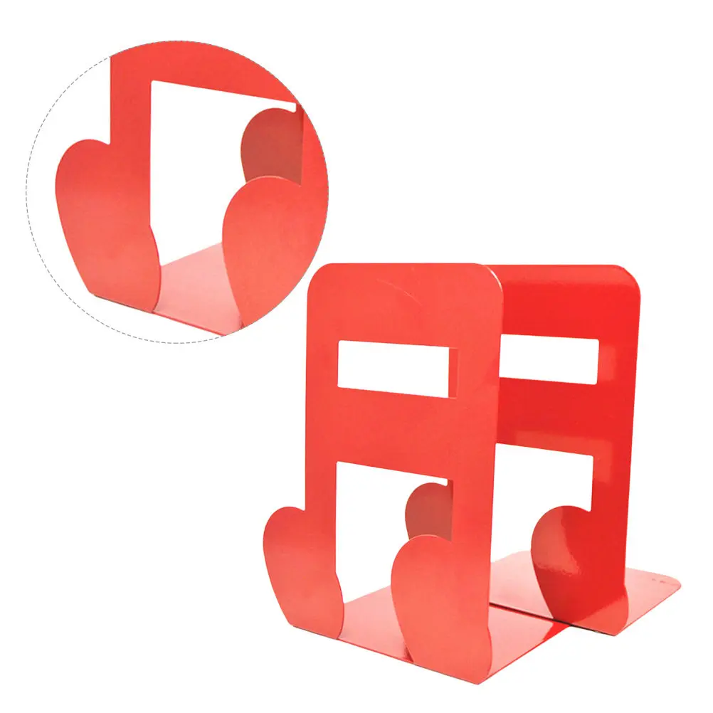 A Pair of Music Note Bookends Premium Metal Desktop Book Stands with Non-Slip Rubber Feet for Books Magazines Dvds Files Home