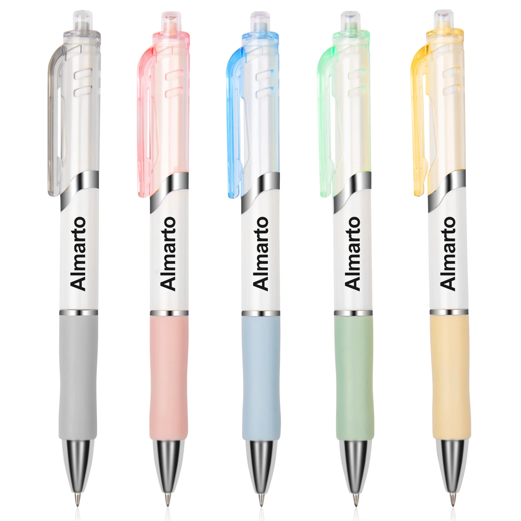 Gel Pens, 5 Pack Black Ink Gel Pens, Retractable Gel Pens Fine Point 0.5 mm, Cute Aesthetic Pens for Bible Student School Office