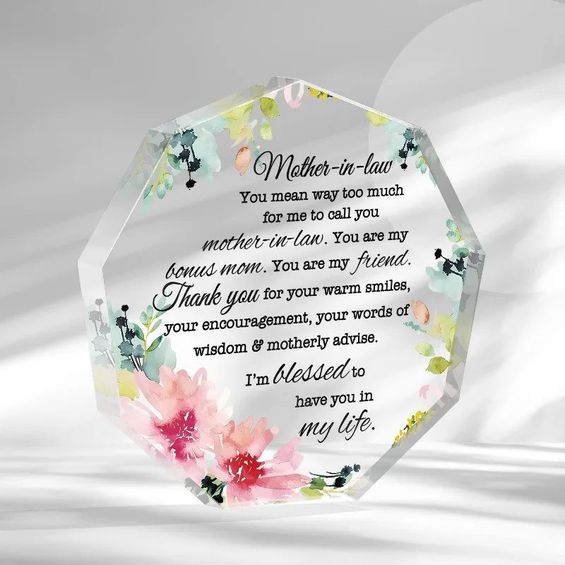 Acrylic Heart Plaque Grateful Gift for Mom, Dad & In-Laws Best Birthday Collectible Figurine