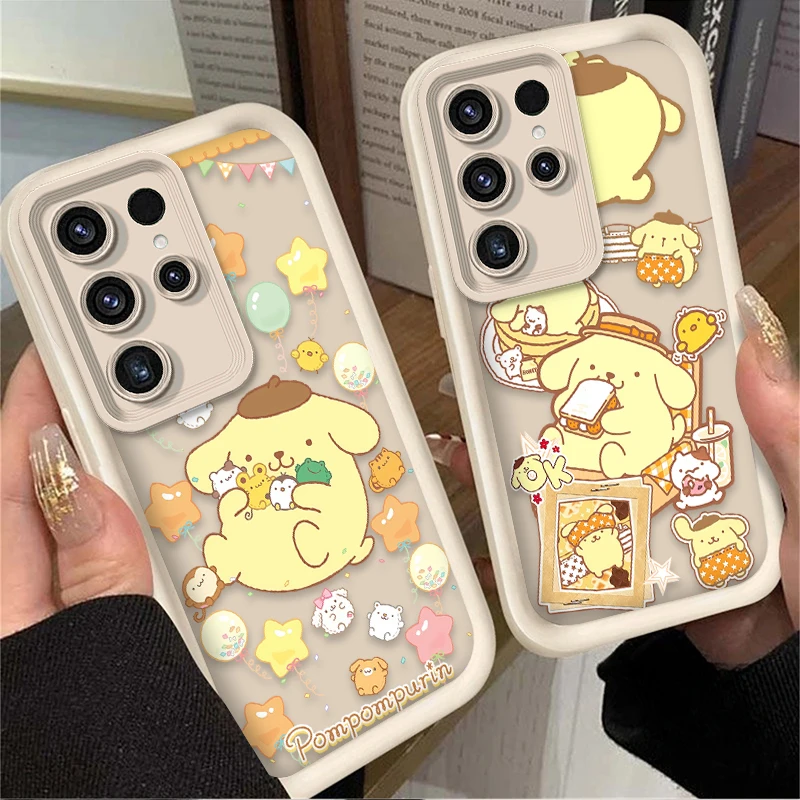 Sanrio Cartoon Pom Purin Case For Samsung Galaxy S24 S23 S25 Ultra S22 S21 Plus FE A56 A36 A26 A16 A06 A15 A25 A35 A55 5G Cover
