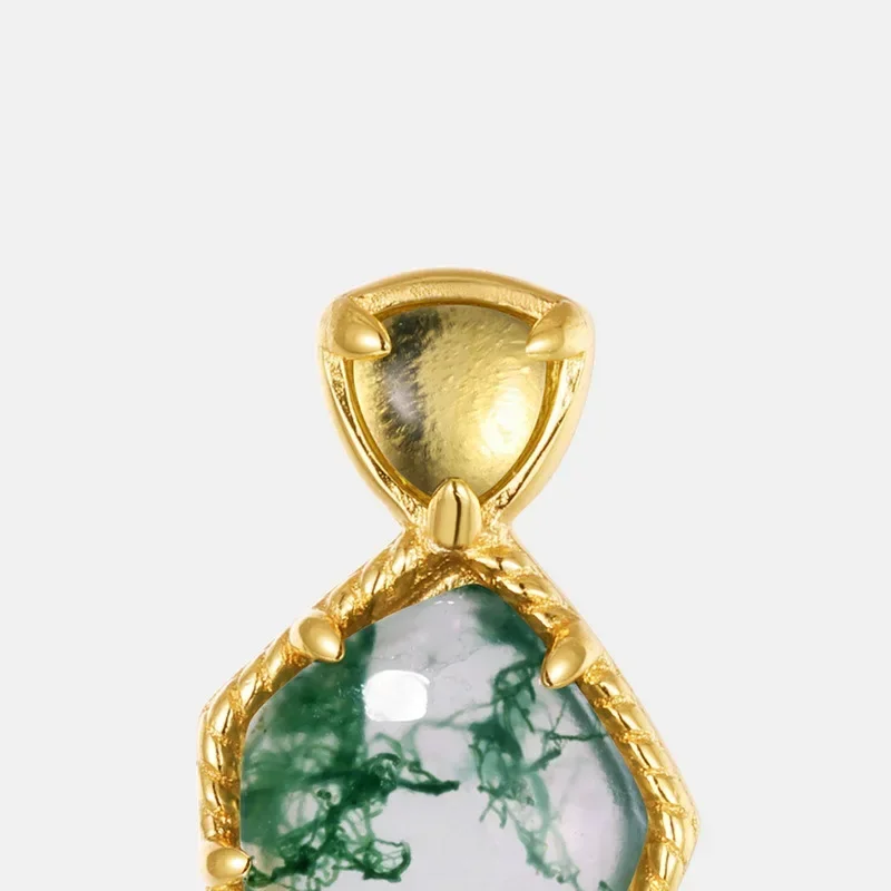 أقراط الطحلب الأخضر S925 مطلية بالفضة 18 قيراط الذهب PT950 البلاتين الطبيعي العشب المياه العقيق أقراط عصرية وبسيطة