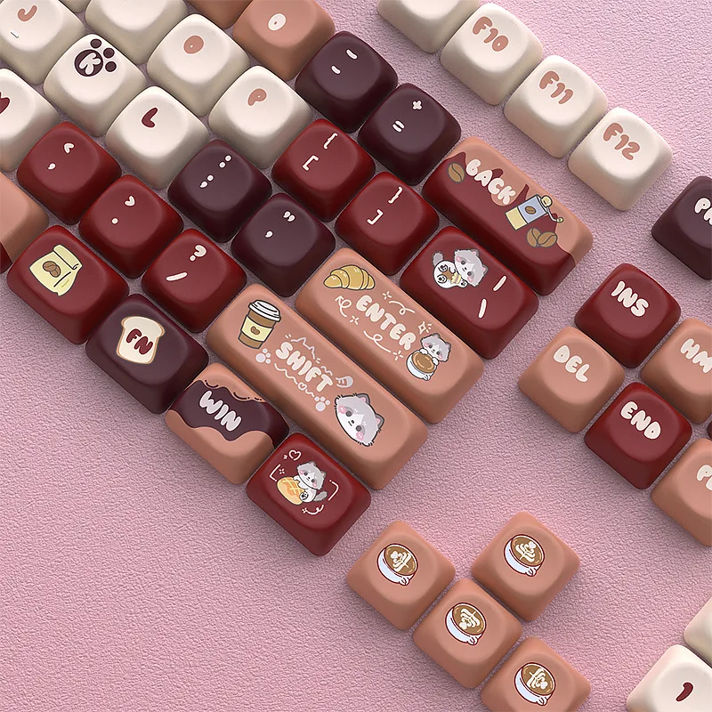 

Coffee puppet keycap small full set of five-sided sublimation DIY magnetic axis PBT material-MOA height 125