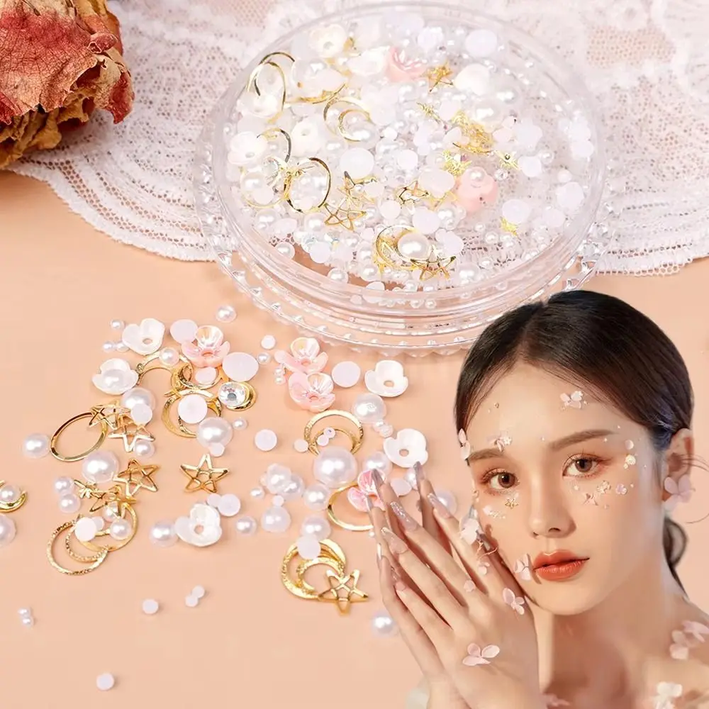 Nuove toppe per il trucco del viso con fiori a forma di farfalla, con paillettes glitterate, con perle adesive, strass decorativi, adesivi per donne e ragazze