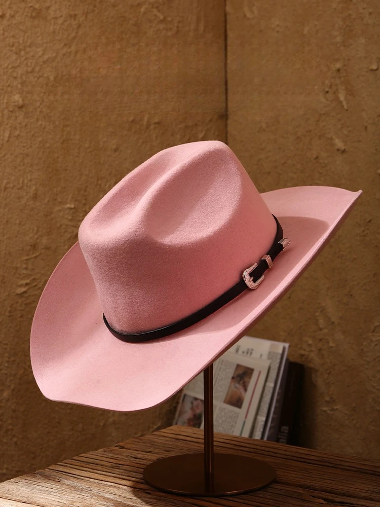 USPOP 100% Wool Cowboy Hat for Men and Women Unisex Vintage Premium Felt  Hat with Buckle Band 27 Colors 4 Sizes (S–XL)