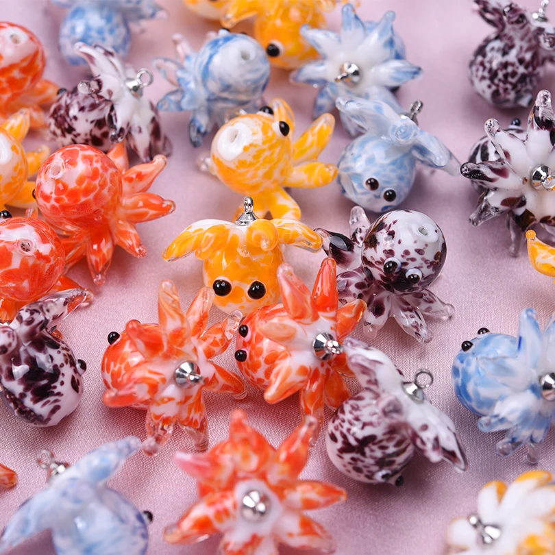 10pcs Glass Jewelry Charms Ocean Beach Octopus Shell Jellyfish Glass Beads DIY for Jewelry Making Necklace Bracelet Spacer Beads