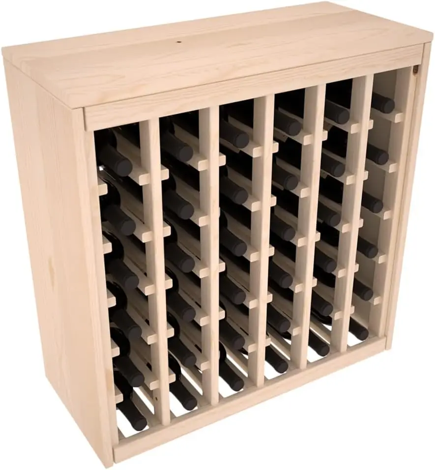 Rack de vinho de luxo Living Series - Sistema de armazenamento de vinho durável e modular, pinho não manchado - comporta 36 garrafas