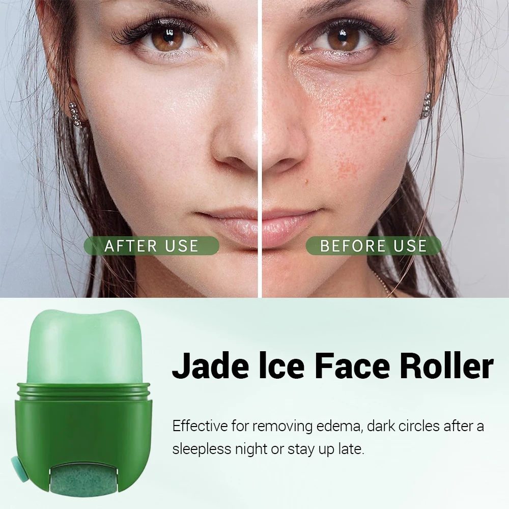 NEW 2 In 1 Ice Silicone Ice Cube Trays with Jade Roller Ice Ball Facial Lifting Face Massager Contouring Eye Roller Face Care