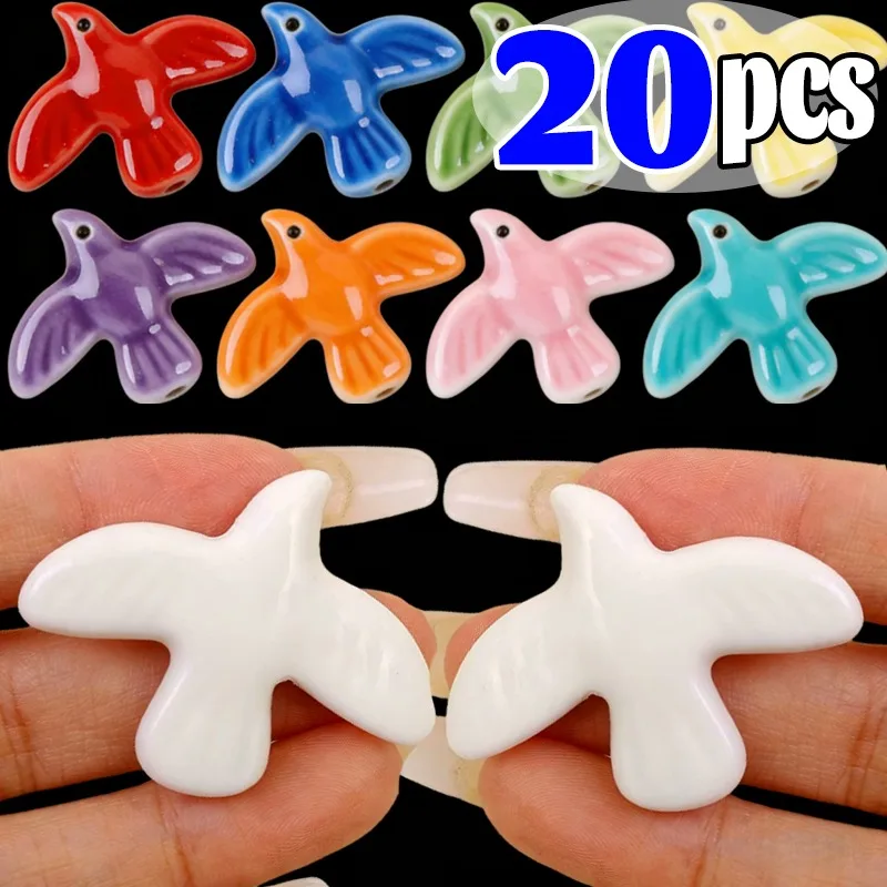 

1/20 шт. керамические бусины-подвески в форме голубя для рукоделия, изготовления украшений, браслетов, серег, кулонов для женщин