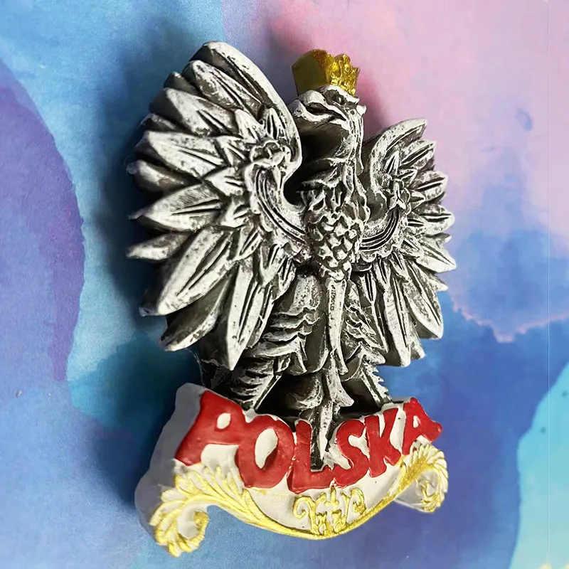 Polish tourist souvenirs Golden Crown White Eagle national emblem, 3D stereo refrigerator sticker, decorative supplies collectio