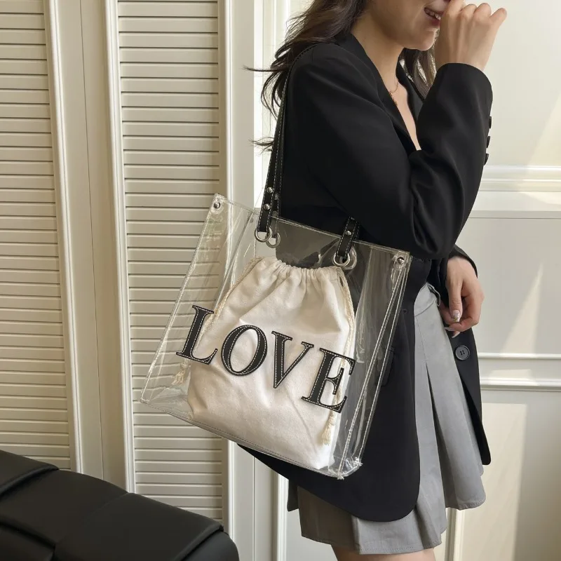

2026 New Fashion Transparent Shoulder Bag Women’s Versatile Commuting Bag Trendy Bag