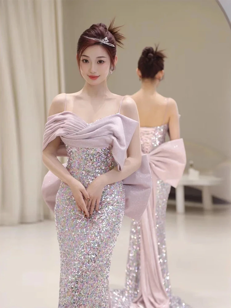 

Ele Princ Sle Long Evening Gown with Fi Tail Design One oulder Strap Wedding Dr for Host Performance And P...