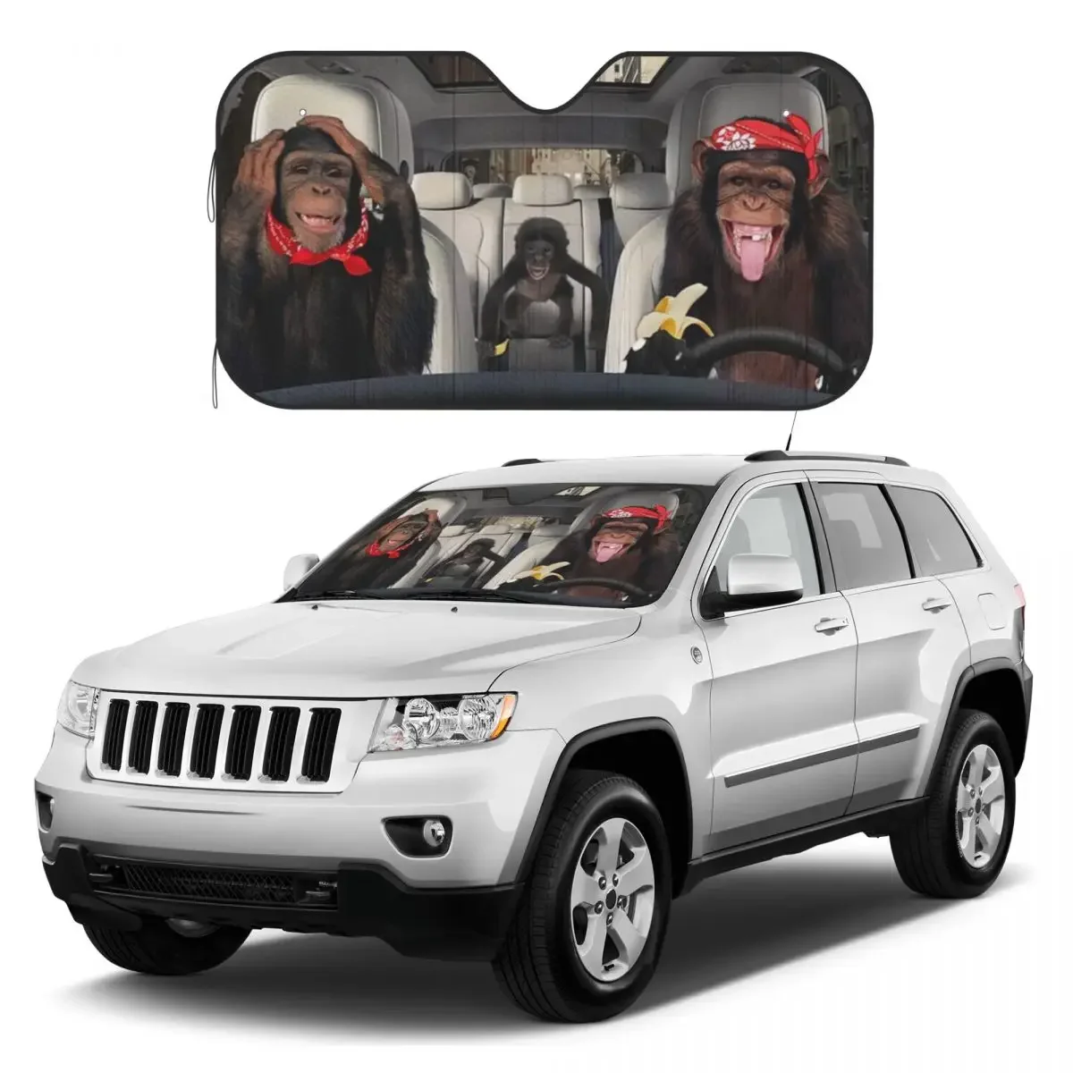 GearhumanD Chimpanzee Family Sunshades Reflector Anti Uv Custom Funny Car Sunshade Sun Shade