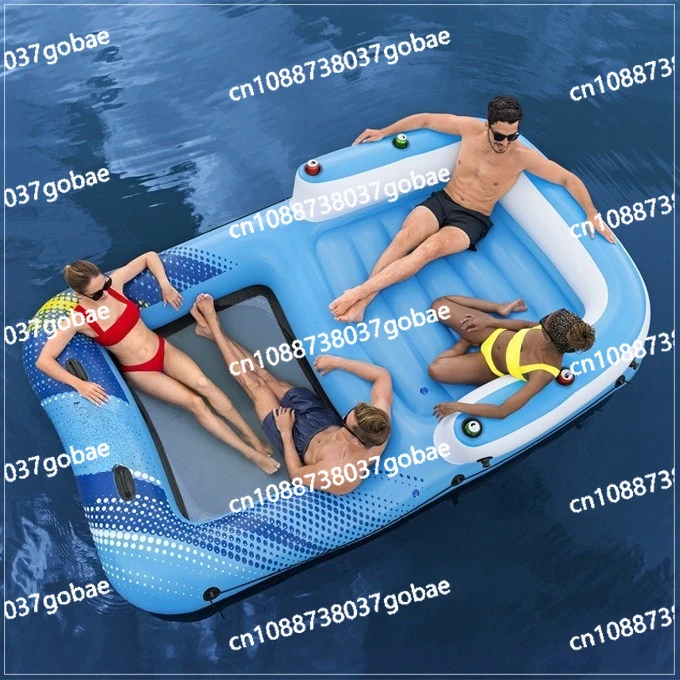 Multi-person backrest floating bed oversized covered water sunshade lounge chair floating air cushion mount beach vacation