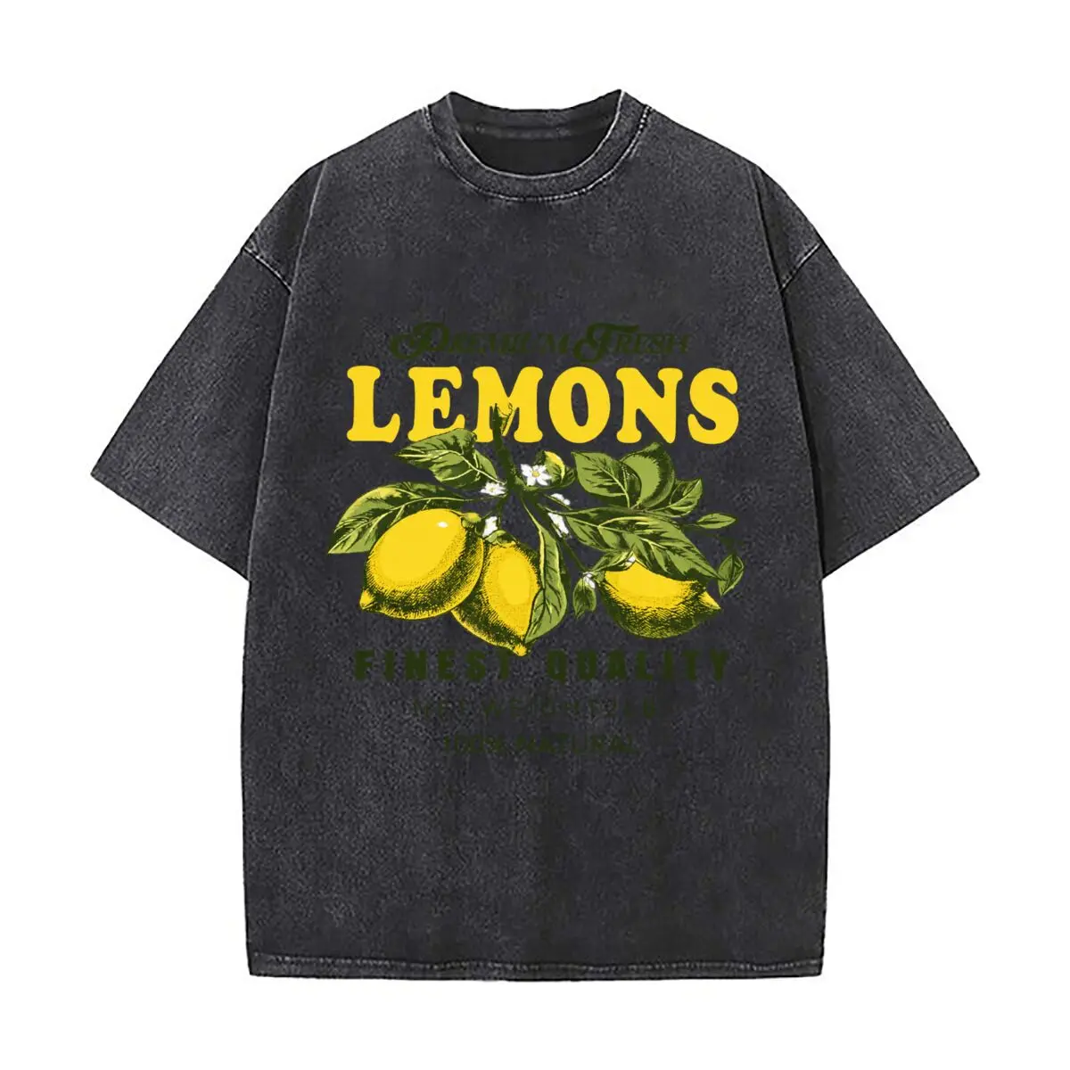 Premium Fresh Lemons Finest Quality Net Weight 2LB 100 Percent Natural Distressed Faded Baggy Streetwear Tops for Park Hangouts