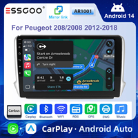 ESSGOO For Peugeot 208/2008 2012-2018 Android 14 10 inch Wireless Carplay Android auto Car stereo radio GPS Navi WIFI swc Bt FM