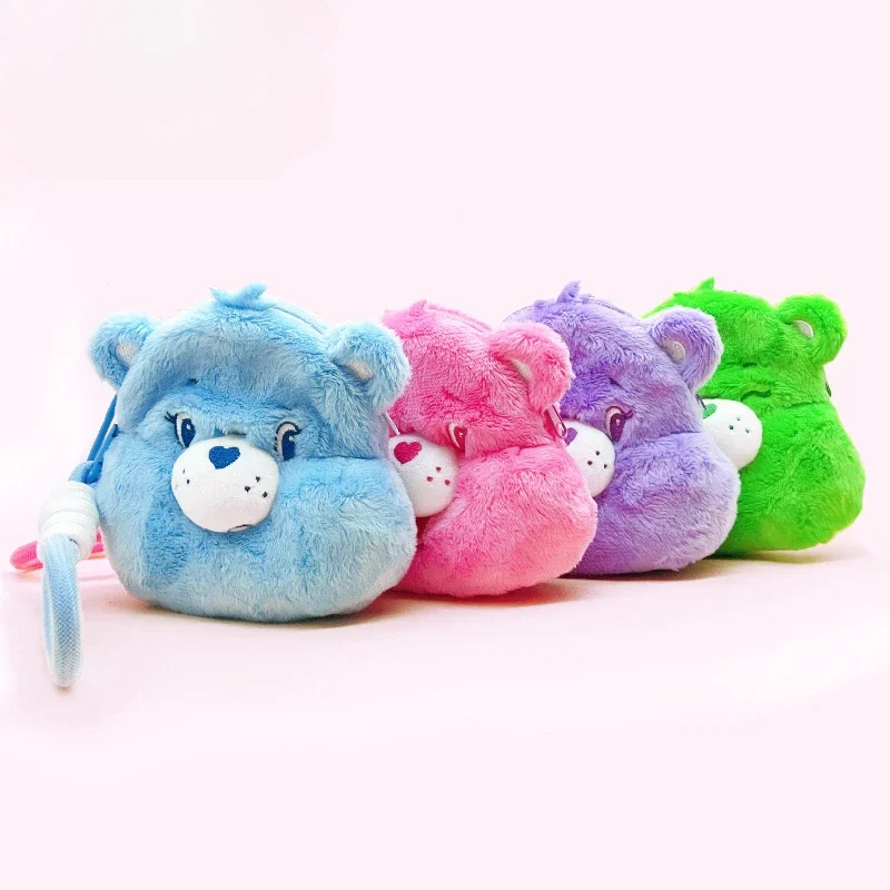 Genuine Cartoon Care Bear Love Bear Rainbow Bear Plush Head Coin Wallet Earphone Bag Storage Bag Pendant