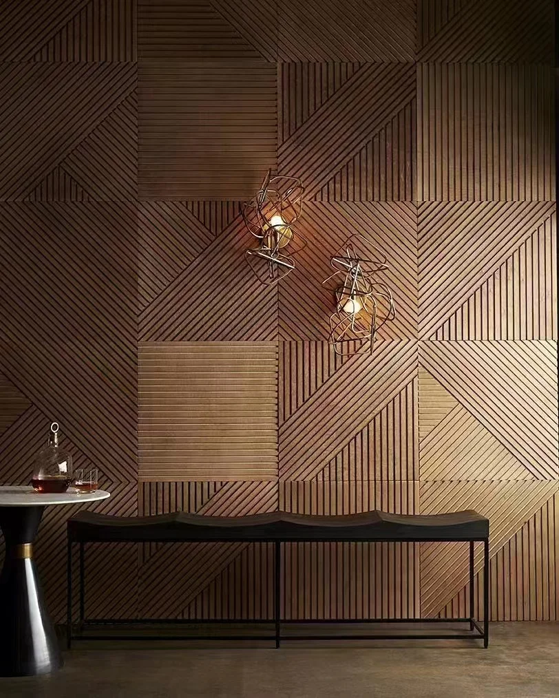 3D Groove Design Interior Wood Wood Paneling Decorative Wood Wallboard Background Wall