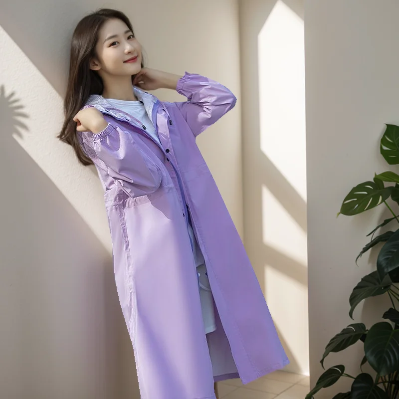 Gabardina Beige para mujer, con emo de verano, holgada, seca, universitaria, para personas mayores, por debajo de la rodilla, ojales de belleza para primavera y otoño