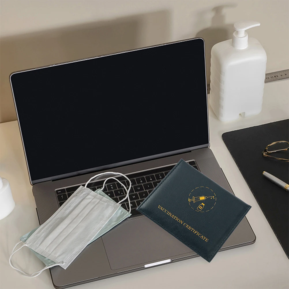 

2pcs Card Set Portable PU Cover Protectors Certificate Holders Dual Slots Immunization Cards Storage Travel Office Use