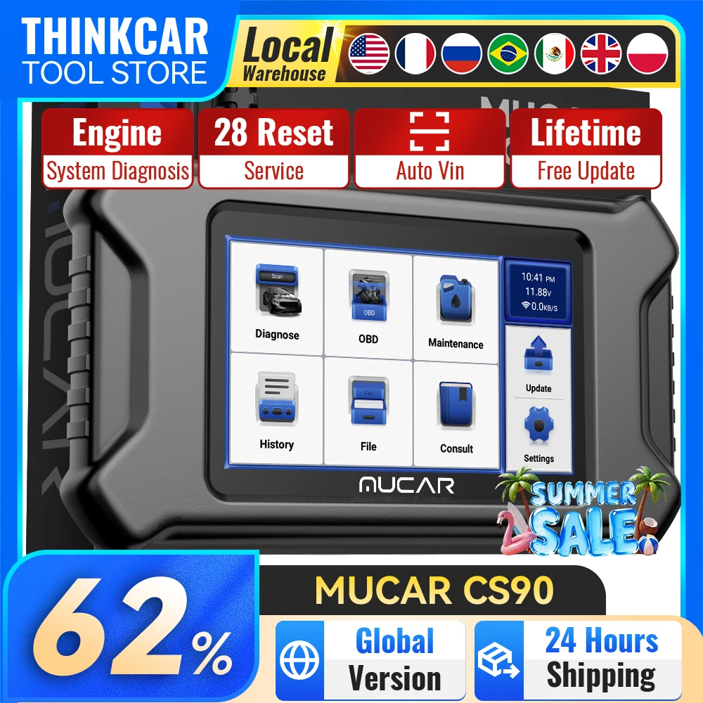Mucar cs90 obd2 scanner 28 serviços de redefinição atualização gratuita à vida profissão ferramentas de diagnóstico de digitalização de motor leitor de código automotivo