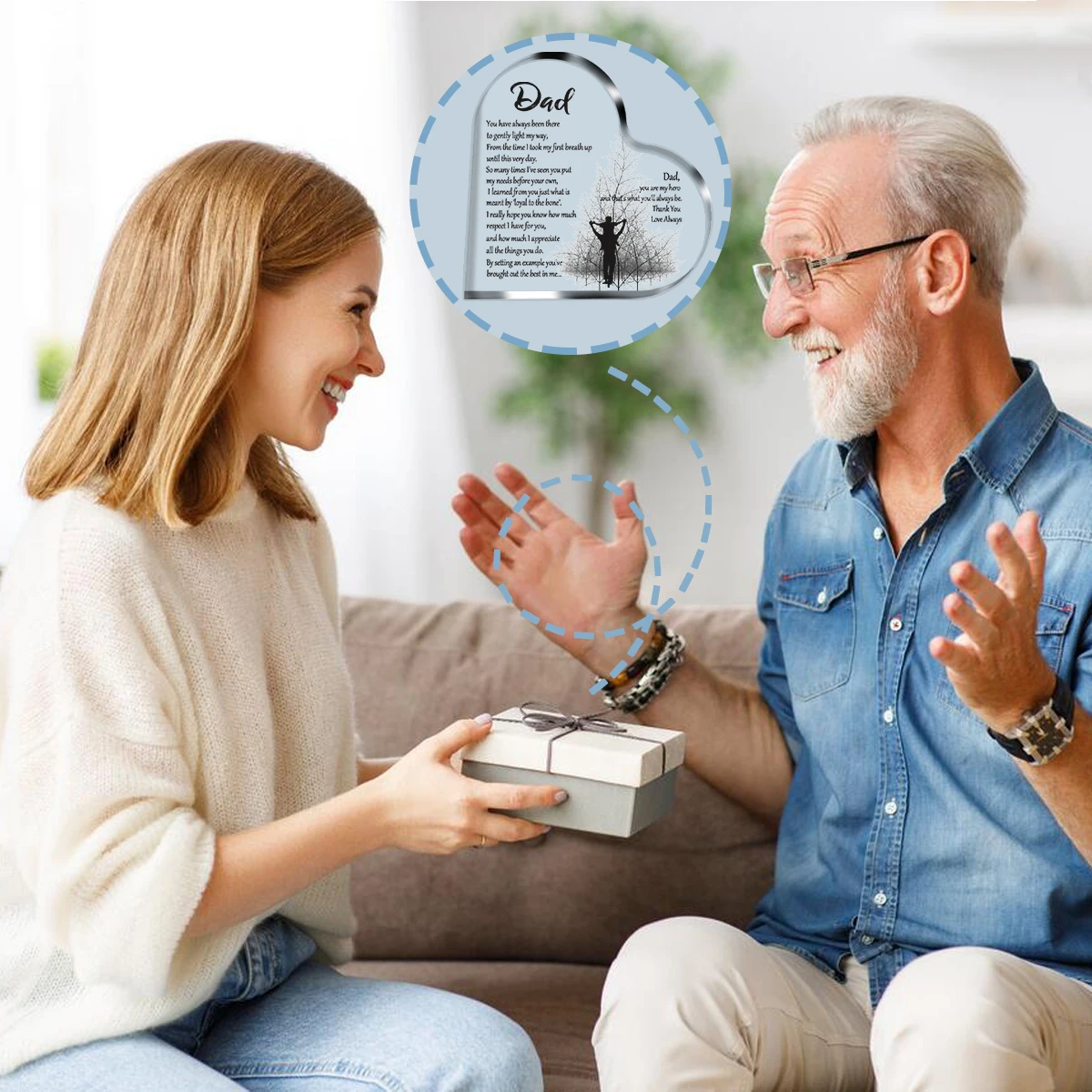 1–3 Stück herzförmige Acrylplakette für Papa, Geburtstag, Vatertag, dankbares Zitat, gesegneter Wunsch, Gedenkstätte, Andenken, Geschenk, Dankeschön, Papa – Detail 4