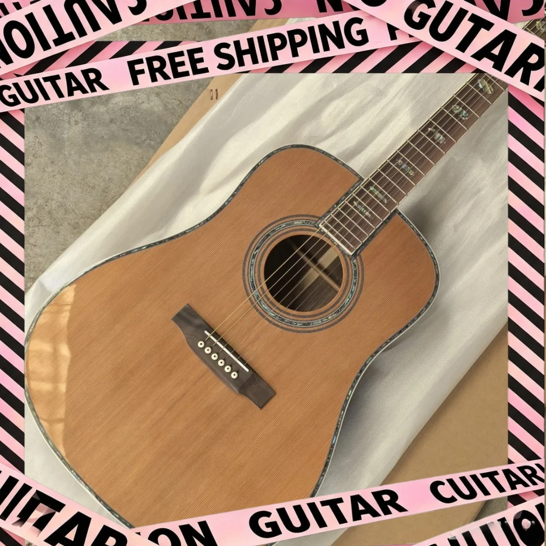 Folk Guitar 41 Inch D45 Red Cedar Body Solid Top Rosewood Fingerboard Original Wood Glossy Paint  Delivery Included Gift