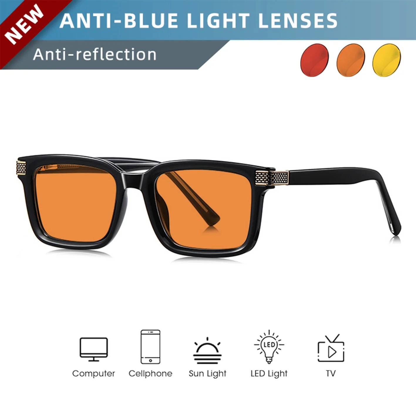 OKH Melatonin Glasses Red Yellow Lens Deep Sleep Glasses for Gaming Sessions Reduce Eye Fatigue Support Healthy Circadian Cycle