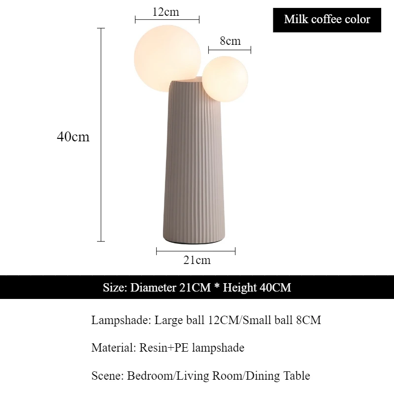 SANDYHA Nordic Table Lamps for Bedroom Bedside Lamp Cactus Design Glass Ball Led Light Dining Table Lighting Living Room Decor