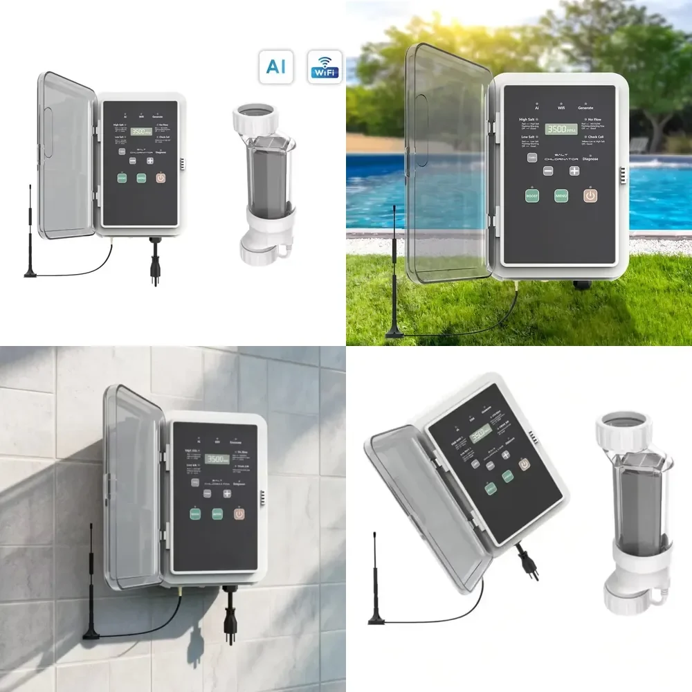 Generador de Cloro para Piscinas de Agua Salada C07VP 20g/H, Optimiza Automáticamente la Cloración Según el Estado de la Piscina