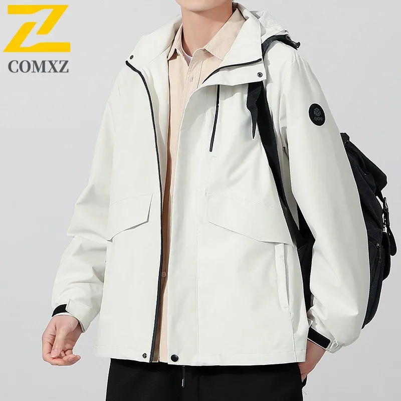 

COMXZ унисекс, новая уличная ветрозащитная универсальная однотонная легкая уличная походная ветровка свободного покроя в американском стиле 2025