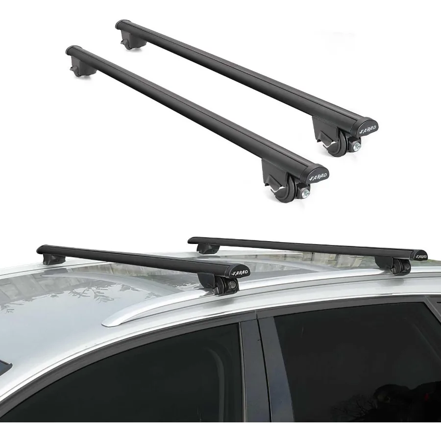 Robuste Dachträger-Kreuzstangen für Auto, SUV, LKW, mit 220 Pfund Tragfähigkeit, schwarz, 2 Stück, abschließbares Design, passend für bündig montierte Dachr