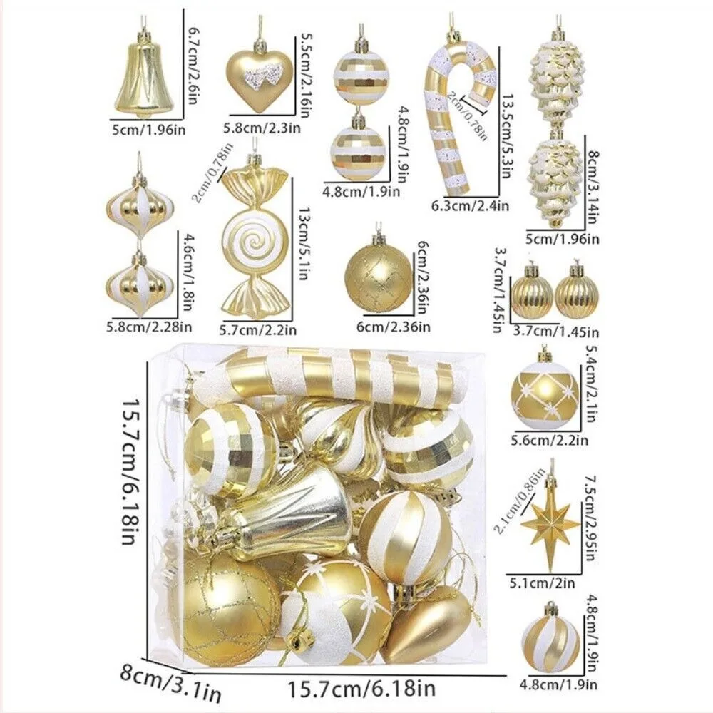 16Pcs Creative Plastic Christmas Tree Decorations Cartoon Hanging Accessories Xmas Hanging Ball Set Home Xmas Decor