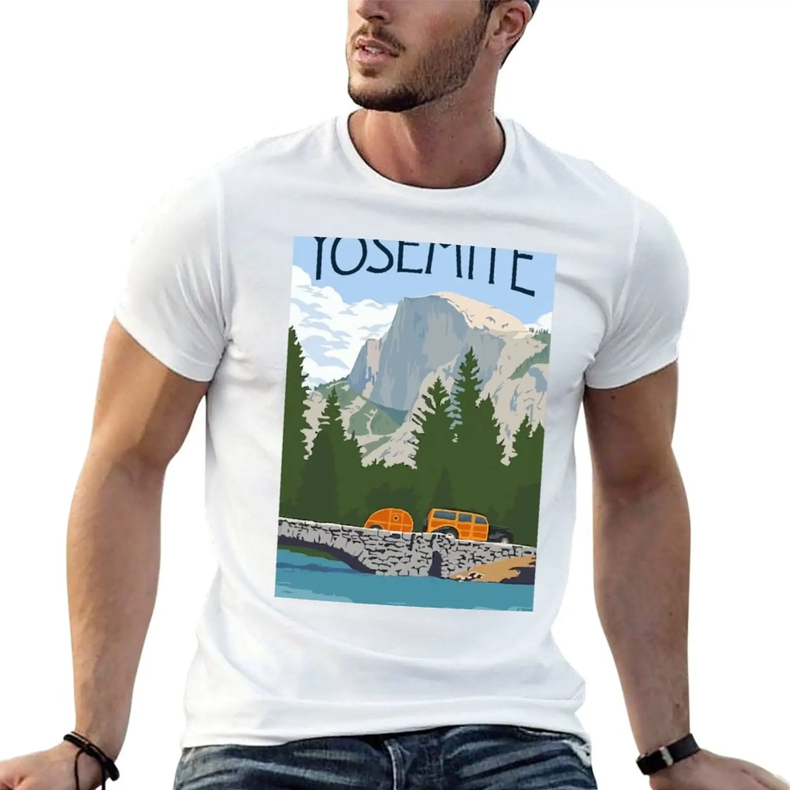 Camiseta Vintage Yosemite Merced River Travel sin planchar, informal, de manga corta