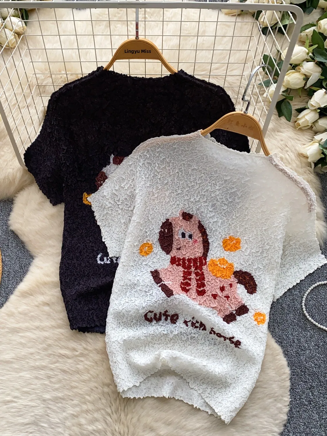 

Женская рубашка с коротким рукавом в корейском стиле с мультяшным принтом, свободного кроя, летний кардиган для похудения, удобный повседневный топ для работы и отдыха