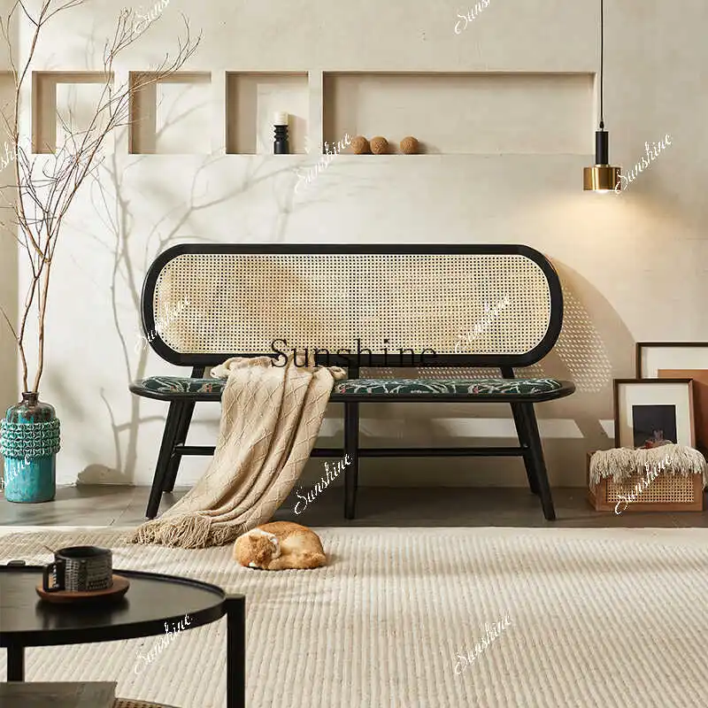 

Rattan chair three-piece living room modern simple indoor single chair ash wood casual sofa chair FT