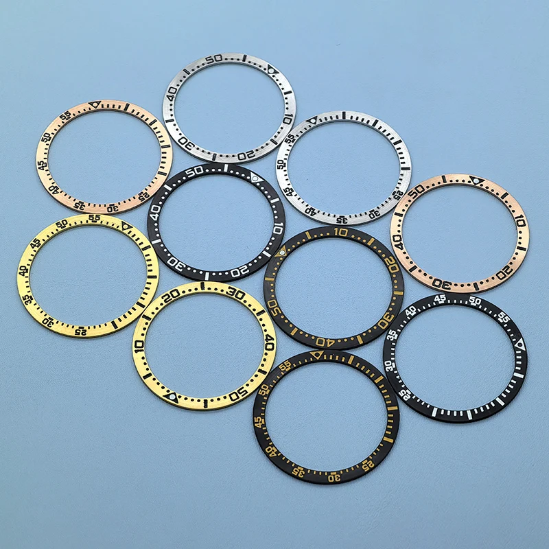 Flat Metal Watch Bezel Insert Ring 38mmx31.5mm Fit for SKX007 SKX009 SRPD Case NH36 NH35 Movement Men Watch Parts