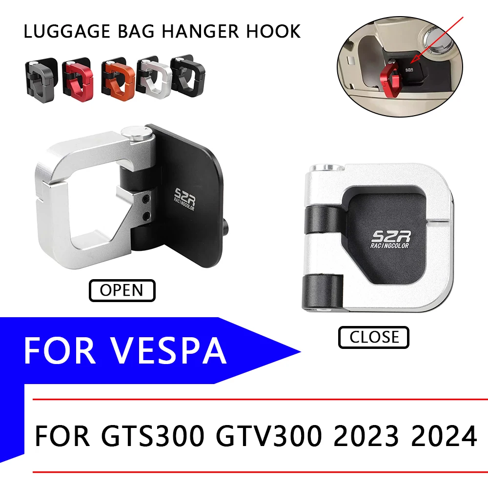 For Vespa GTS300 Super GTV300 GTV GTS 300 2023 2024 Motorcycle Accessories Helmet Claw Hook Holder Storage Bag Luggage Hanger