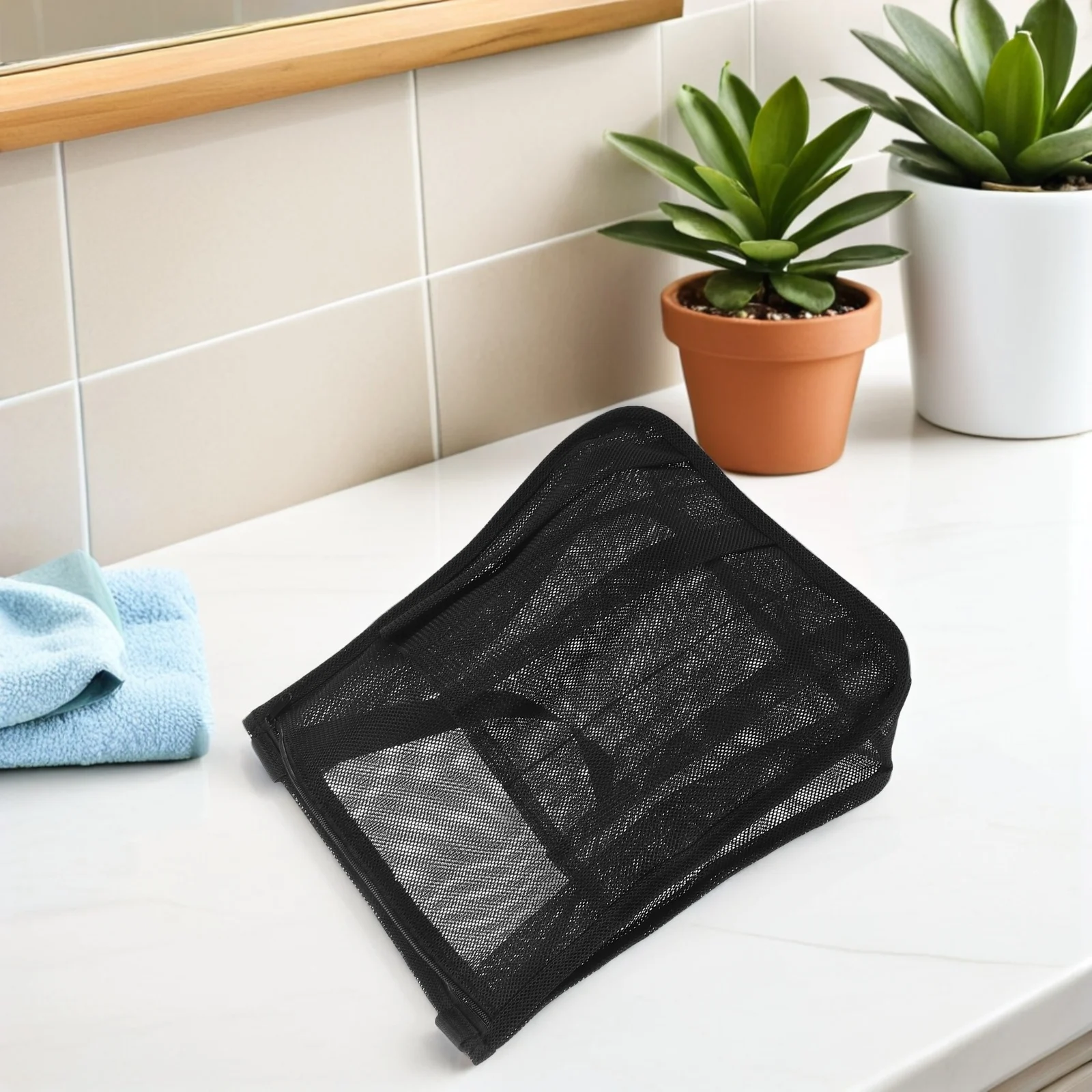 Mesh Shower Caddy Bag Quick Dry Portable Organizer For Gym Beach Travel Dorm Room Use With Compartments Hanging Hook Storage