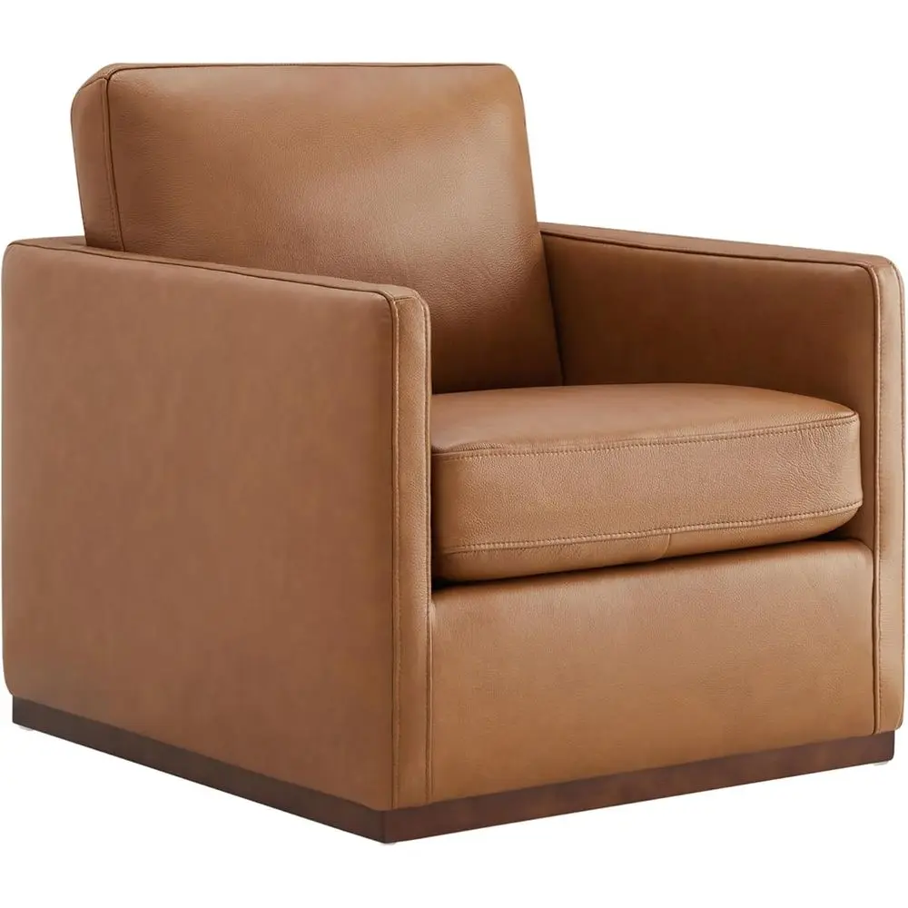 

Leather Swivel Chair with Century-Inspired Design for Living and Bedroom Spaces, Fully Assembled