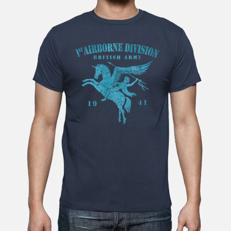 1st British Airborne Division Blue Men T-Shirt Short Sleeve Casual 100% Cotton O-Neck T Shirts