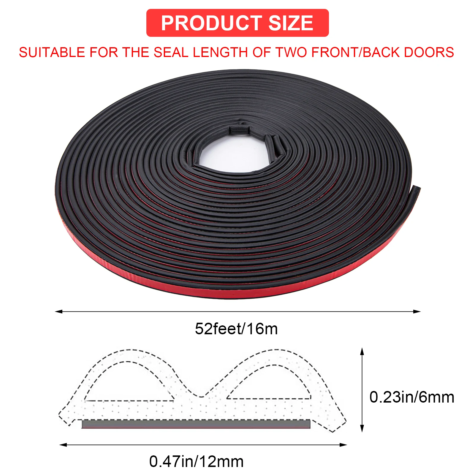 Car Door Seal Strips Sticker Weatherstrip Rubber B Shape Door Seals Sound Insulation Sealant Automobiles Door Accessories