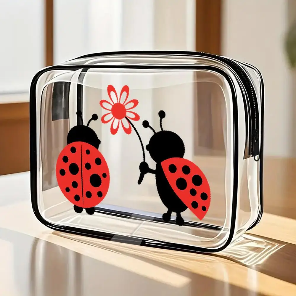 Cute Ladybug Pvc Cosmetic Bag for Women & - Small Makeup & Toiletry with Ladybug, Compact Travel-Friendly Handbag Gifts