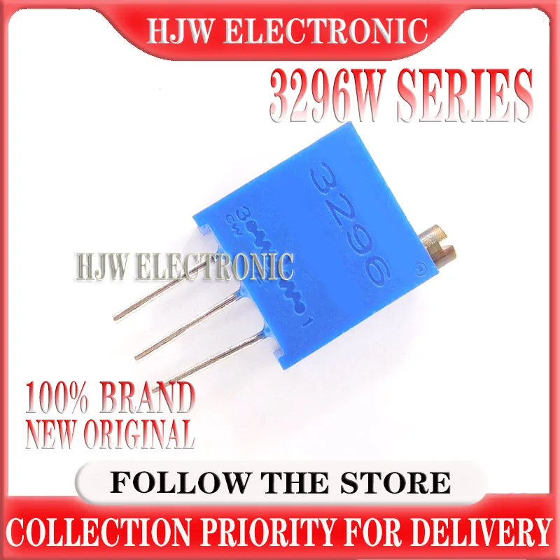 10Pcs 3296W Potentiometer Precision Adjustable Resistors Multi-Turn Trimmer 50 100 200 500 1K 2K 5K 10K 20K 50K 100K 200K 500K