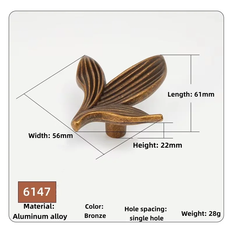 Retro Chuangyi petal type single hole handle antique new Chinese zinc alloy small handle cabinet door drawer shape handle
