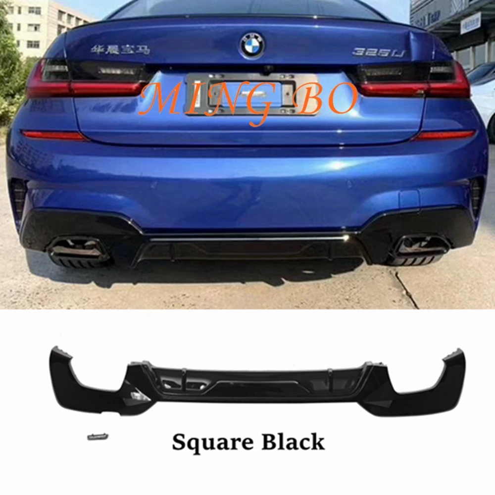 

For BMW G20 G28 M Sport 2019 2020 Glossy Black Car Round Exhaust Mouth Spoiler Plate Boot Splitter 330i Rear Bumper Diffuser Lip