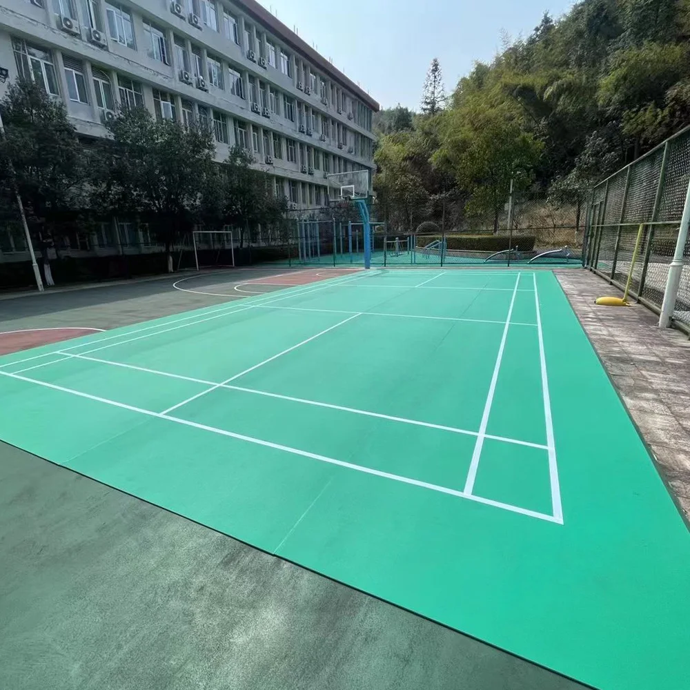 

Beable Customize Your Outdoor Court PVC Badminton Flooring In Any Size Color With White Lines Before Shipping