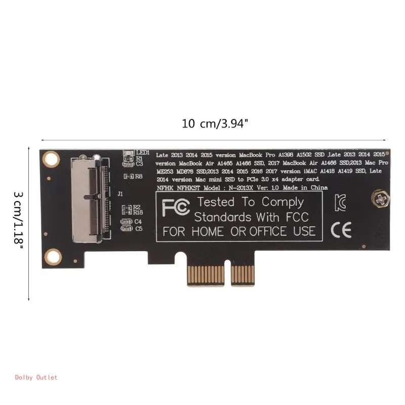 Thẻ chuyển đổi SSD PCI PCI-E 1X sang 12 + 16Pin cho 2013-2017 A1398 A1502