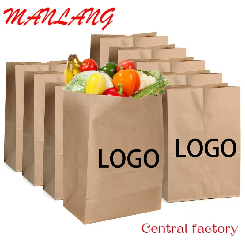 Custom  Factory Supply Your Own Logo Disposable Restaurant Take Out Packaging Carry Bag Toast Bakery Bread Food Delivery Paper B