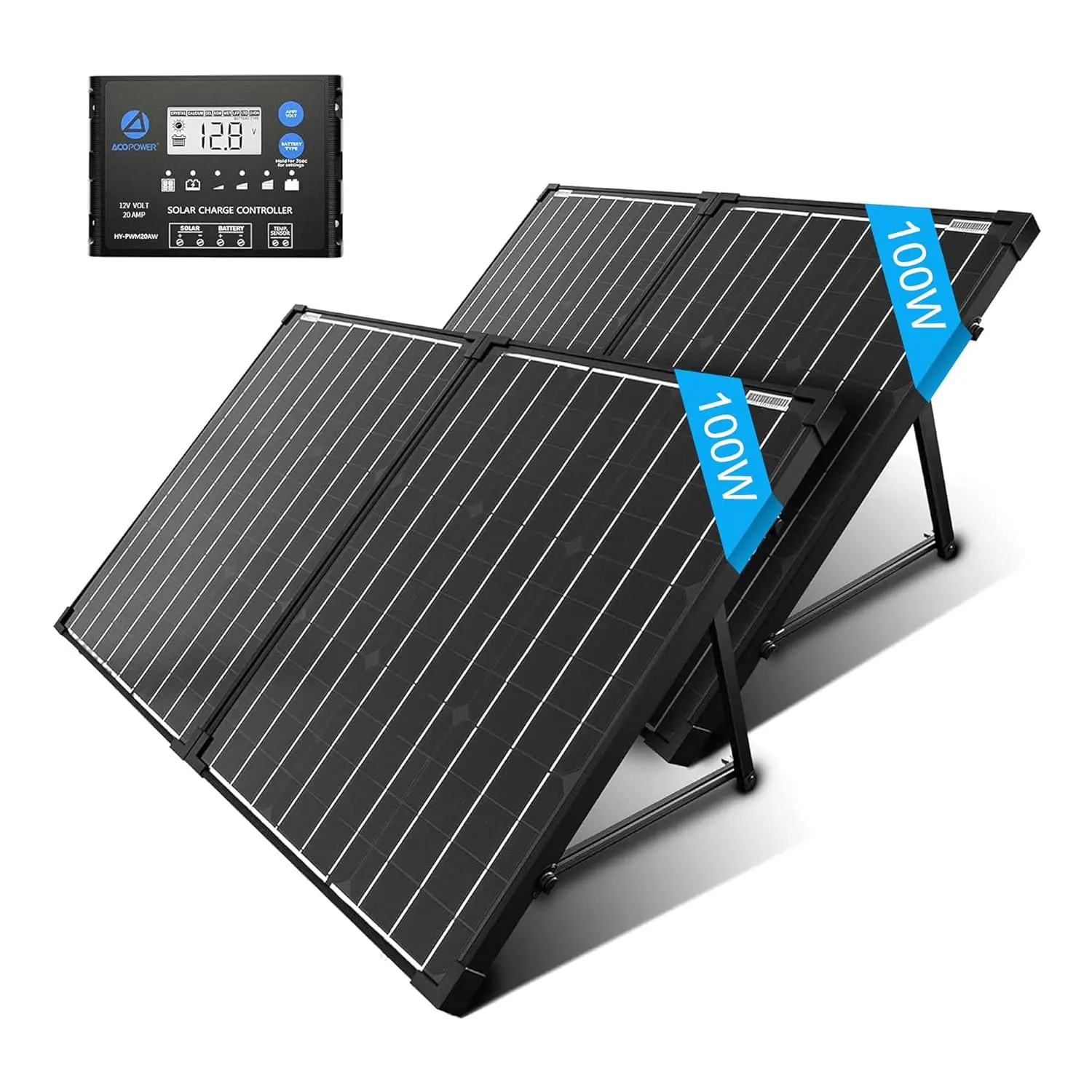 200W Portable Solar Panel Kit with 20A Waterproof Controller 12V Battery RV Camper Marine, Custom