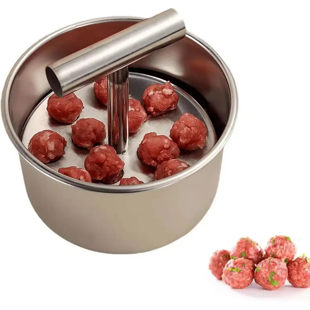 Stainless Steel Meatball Maker Spoon Meat Paste Shaper Kitchen Tool Multi-Hole Fast Meatball Mold for Home Cooking and Hot Pot